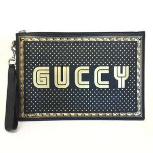 Gucci Clutch Bag GUCCY Leather Black
